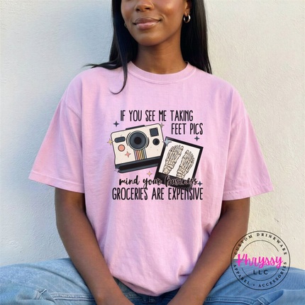 Blossom tee reading if you see me taking feet pics groceries are expensive