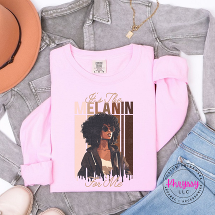 Blossom long sleeve tee featuring an elegant Black woman illustration with gold script lettering