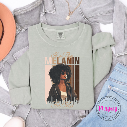 Bay long sleeve tee featuring an elegant Black woman illustration with gold script lettering