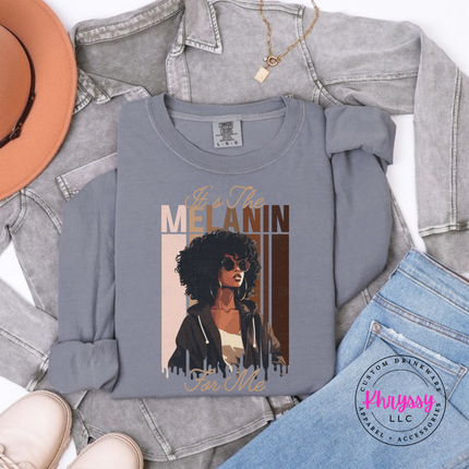 Granite long sleeve tee featuring an elegant Black woman illustration with gold script lettering