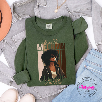 Hemp long sleeve tee featuring an elegant Black woman illustration with gold script lettering