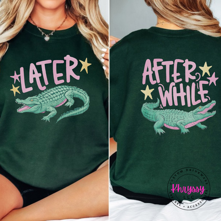 Forest crewneck sweatshirt with a retro pastel Later alligator print