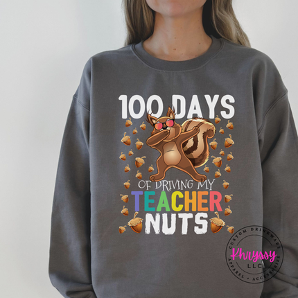 Dabbing squirrel graphic on a heavyweight Charcoal pullover sweatshirt.