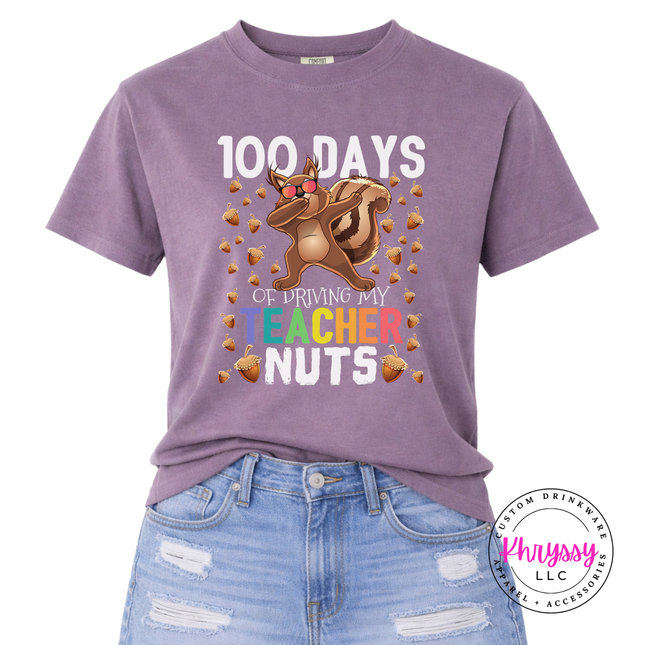 Funny squirrel graphic tee in wine, soft and comfortable for school.