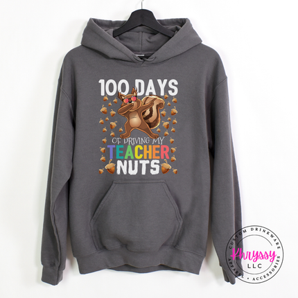 Dabbing squirrel graphic on a cozy Charcoal pullover hoodie.