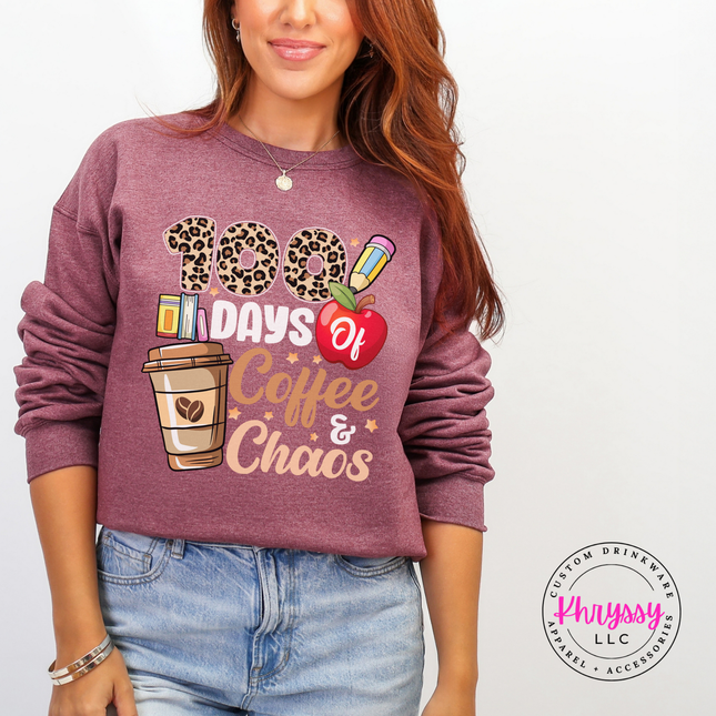 Close-up of the coffee cup and apple icon in heather maroon.