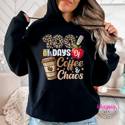 Leopard print graphic on a cozy black pullover hoodie.