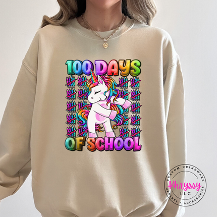 Sand colored 100 Days Of School crewneck perfect for the classroom.