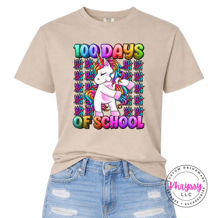 Sandstone colored 100 Days Of School tee perfect for the classroom.