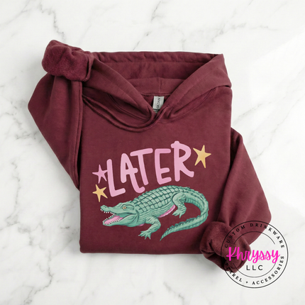 Later Crocodile Retro Pastel Hoodie | Funny Southern Gift for Her