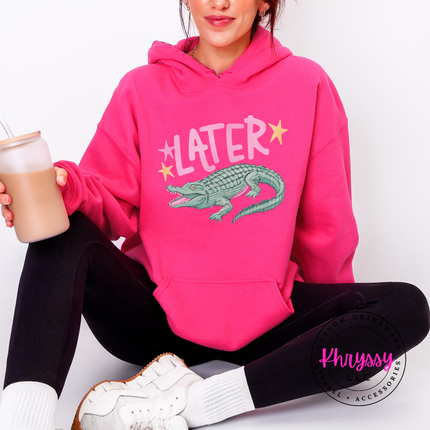 Later Crocodile Retro Pastel Hoodie | Funny Southern Gift for Her