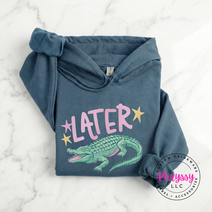 Later Crocodile Retro Pastel Hoodie | Funny Southern Gift for Her