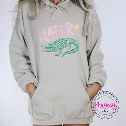 Later Crocodile Retro Pastel Hoodie | Funny Southern Gift for Her