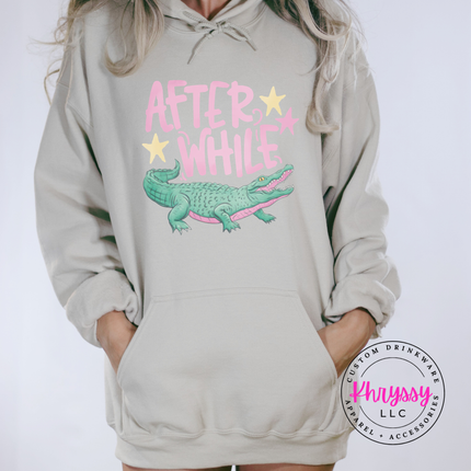 After While Crocodile Retro Pastel Hoodie | Funny Gift for Her