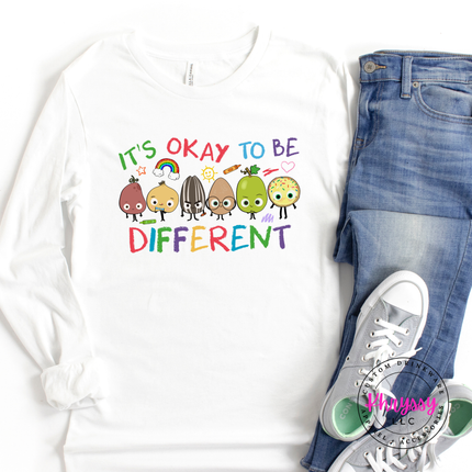 Bold multicolor inclusion educator long sleeve on white Bella Canvas with vibrant rainbow character graphic