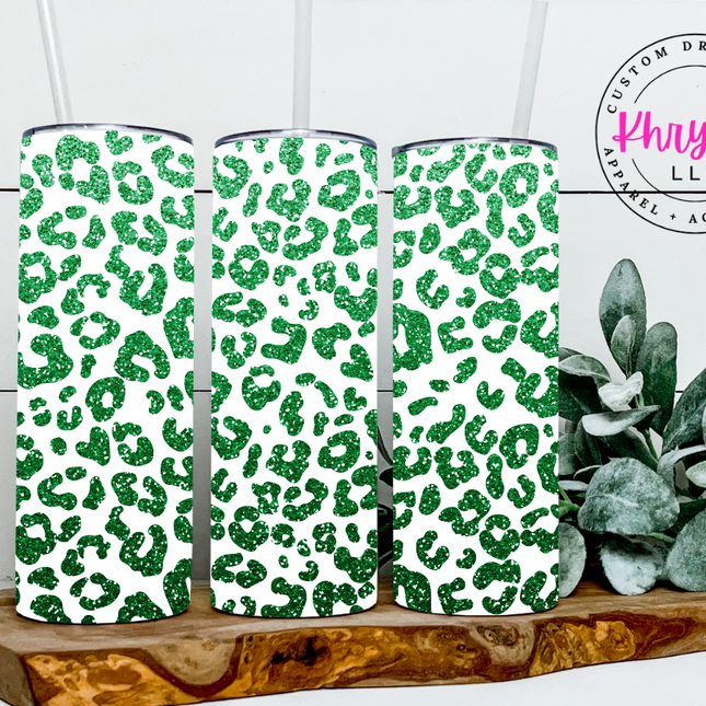 Sparkling Shamrocks Faux Glitter St. Patrick's Day 20oz Tumbler with Straw