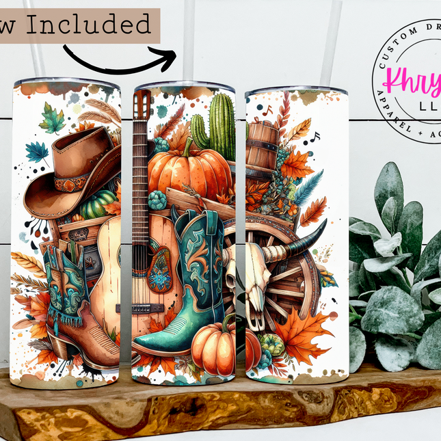 Autumn Harvest 20oz Tumbler with Straw