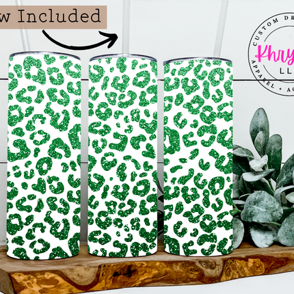 Sparkling Shamrocks Faux Glitter St. Patrick's Day 20oz Tumbler with Straw