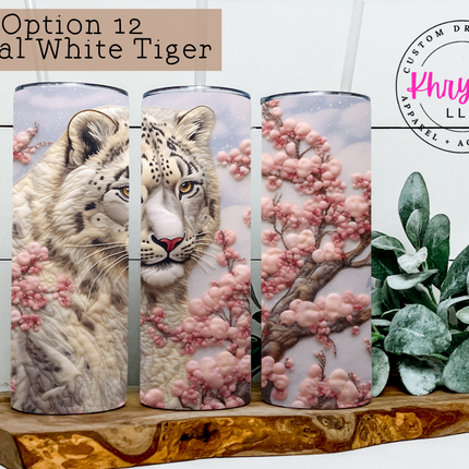 3D Floral Animals 20oz Tumbler with Straw