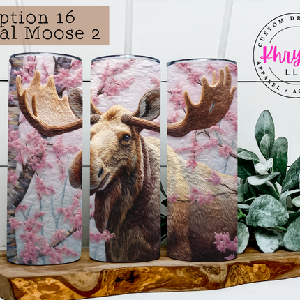 3D Floral Animals 20oz Tumbler with Straw