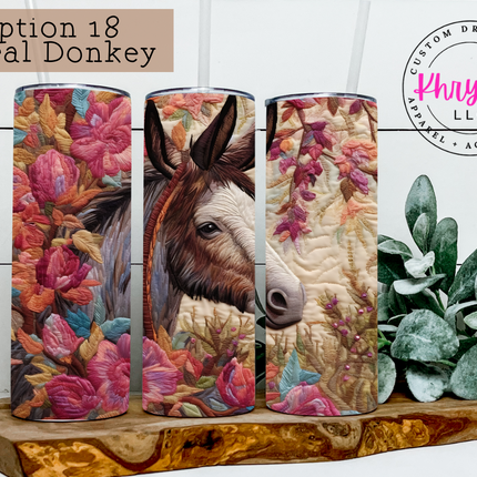 3D Floral Animals 20oz Tumbler with Straw