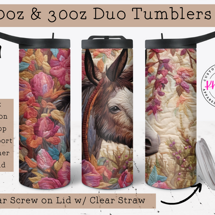 3D Floral Animals 20oz Tumbler with Straw
