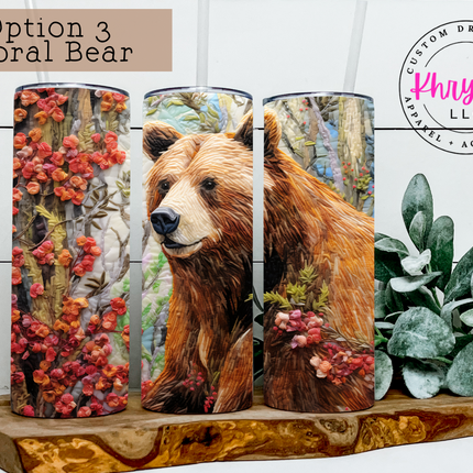 3D Floral Animals 20oz Tumbler with Straw