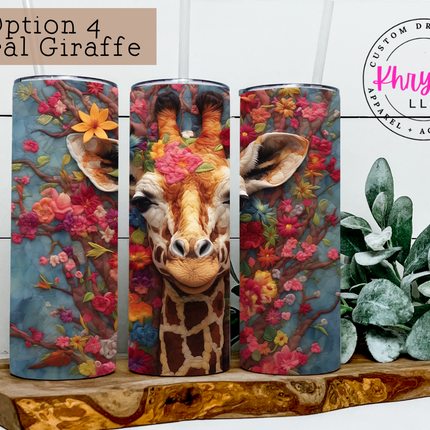 3D Floral Animals 20oz Tumbler with Straw
