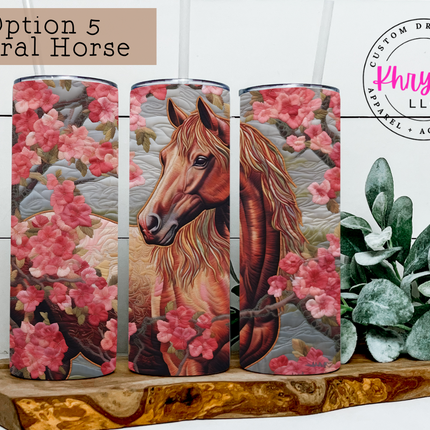3D Floral Animals 20oz Tumbler with Straw