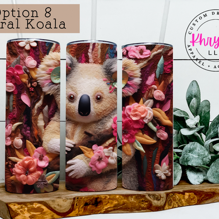 3D Floral Animals 20oz Tumbler with Straw