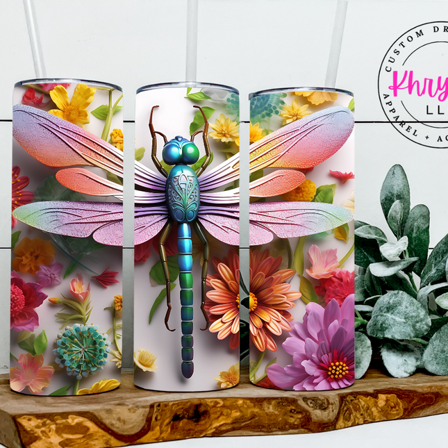 3D Dragonfly 20oz Tumbler with Straw