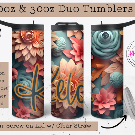 Enigmatic Blossom 20oz Tumbler with Straw