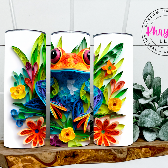Leap into Nature: 3D Tree Frog Paradise 20oz Tumbler with Straw