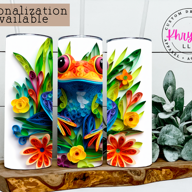 Leap into Nature: 3D Tree Frog Paradise 20oz Tumbler with Straw