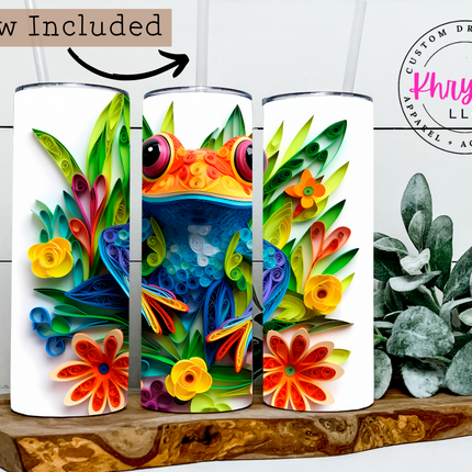 Leap into Nature: 3D Tree Frog Paradise 20oz Tumbler with Straw