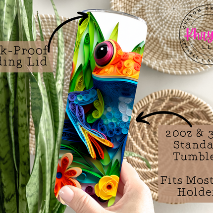Leap into Nature: 3D Tree Frog Paradise 20oz Tumbler with Straw