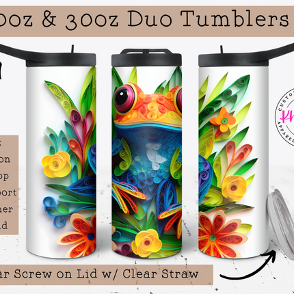 Leap into Nature: 3D Tree Frog Paradise 20oz Tumbler with Straw