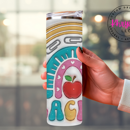 Rainbow Teacher Tribute 20oz Tumbler with Straw