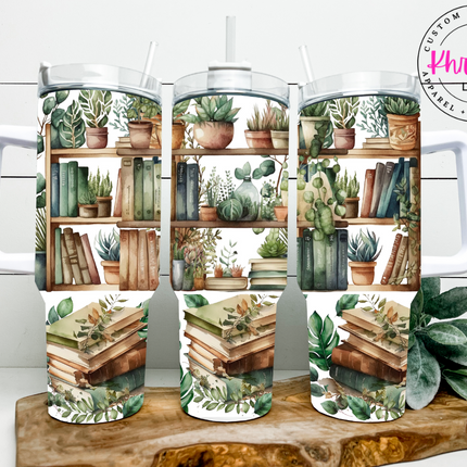 Book & Plant Haven 40oz Tumbler with Metal Straw