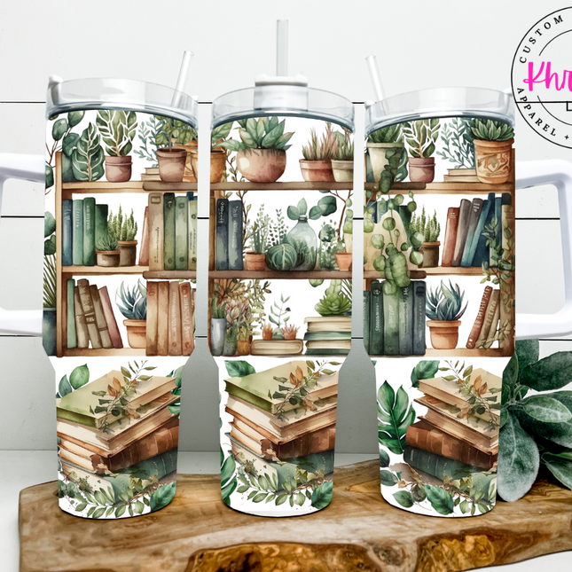 Book & Plant Haven 40oz Tumbler with Metal Straw