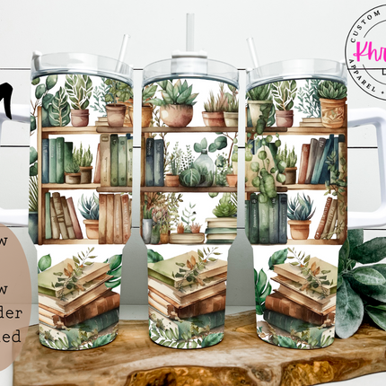 Book & Plant Haven 40oz Tumbler with Metal Straw