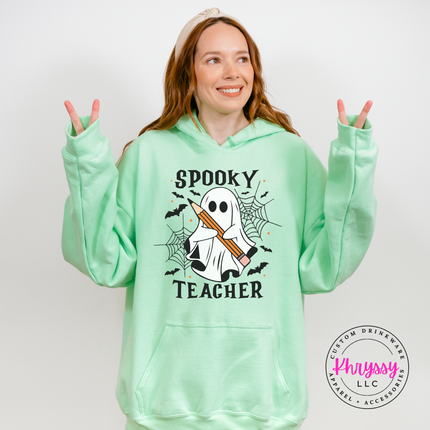 Spooky Teacher Ghost Halloween Pullover Hoodie