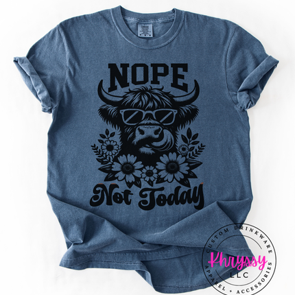 Nope Not Today — Floral Highland Cow Funny