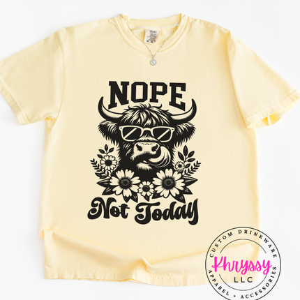 Nope Not Today — Floral Highland Cow Funny