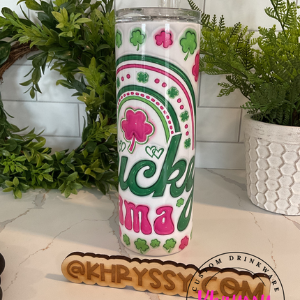 READY TO SHIP Radiant Lucky Mama 20oz Tumbler with Straw
