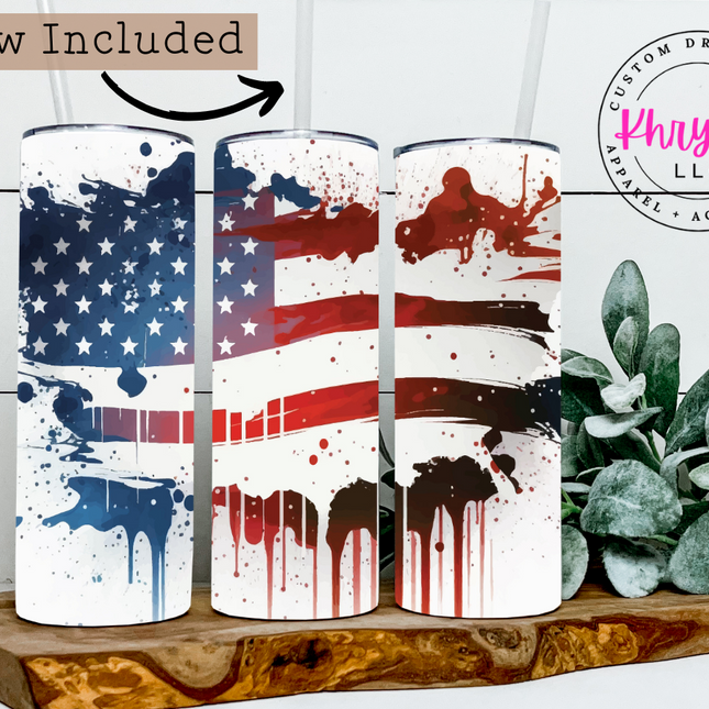 Fourth of July 20oz Tumbler with Straw