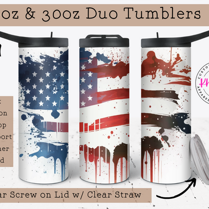 Fourth of July 20oz Tumbler with Straw