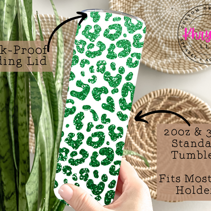 Sparkling Shamrocks Faux Glitter St. Patrick's Day 20oz Tumbler with Straw