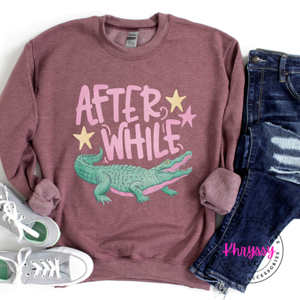 After While Crocodile Retro Pastel Crewneck Sweatshirt | Gift