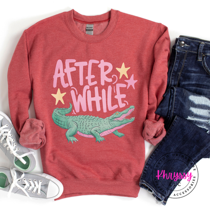 After While Crocodile Retro Pastel Crewneck Sweatshirt | Gift